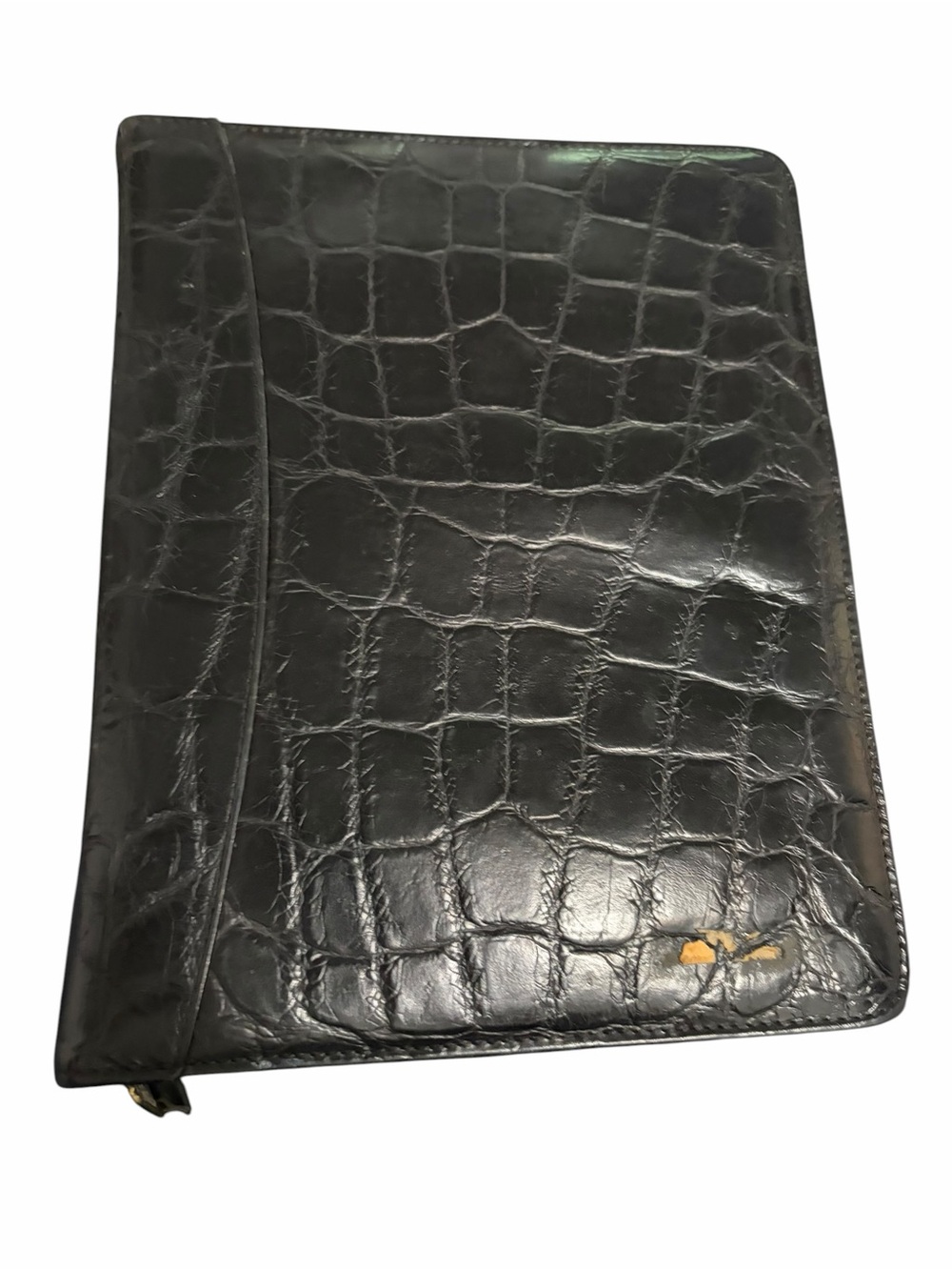 Black Croc-Embossed Leather Portfolio by Franklin Covey Authentic Leather